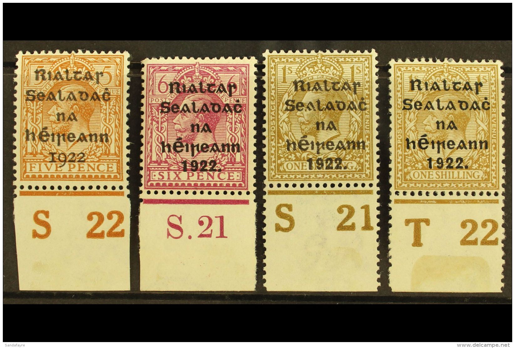 1922-23 CONTROLS Dollard 5d "S22", Thom 6d "S21", 1s "S21" (perf), Thom Wide 1s "T22" (perf, Light Crease), Fresh... - Altri & Non Classificati