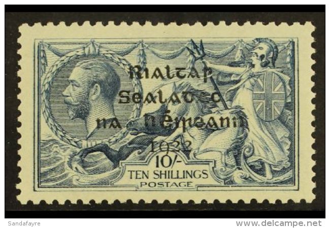 1922 RARE VARIETY. 10s Dull Grey-blue Dollard OVERPRINT DOUBLE, ONE ALBINO Variety (Hibernian T14h, SG 21var),... - Autres & Non Classés