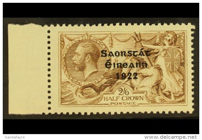 1922 2s 6d Pale Brown, 3 Line Thom Ovpt, Variety "Corner Re-entry", Hib. T59ca (SG 64 Var), Very Fine Mint... - Autres & Non Classés