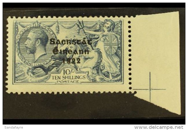 1922 10s Dull Grey Blue, 3 Line Thom Ovpt, Showing The Variety "SACRSTAT", Hib T61jf  (SG 66 Var), Superb Marginal... - Altri & Non Classificati