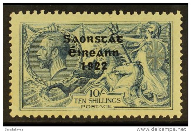 1922 - 3 10s Dull Grey - Blue,  Free State Thom Ovpt, SG 66, Fine Mint. Well Centered With Lightly Toned Gum.  For... - Altri & Non Classificati
