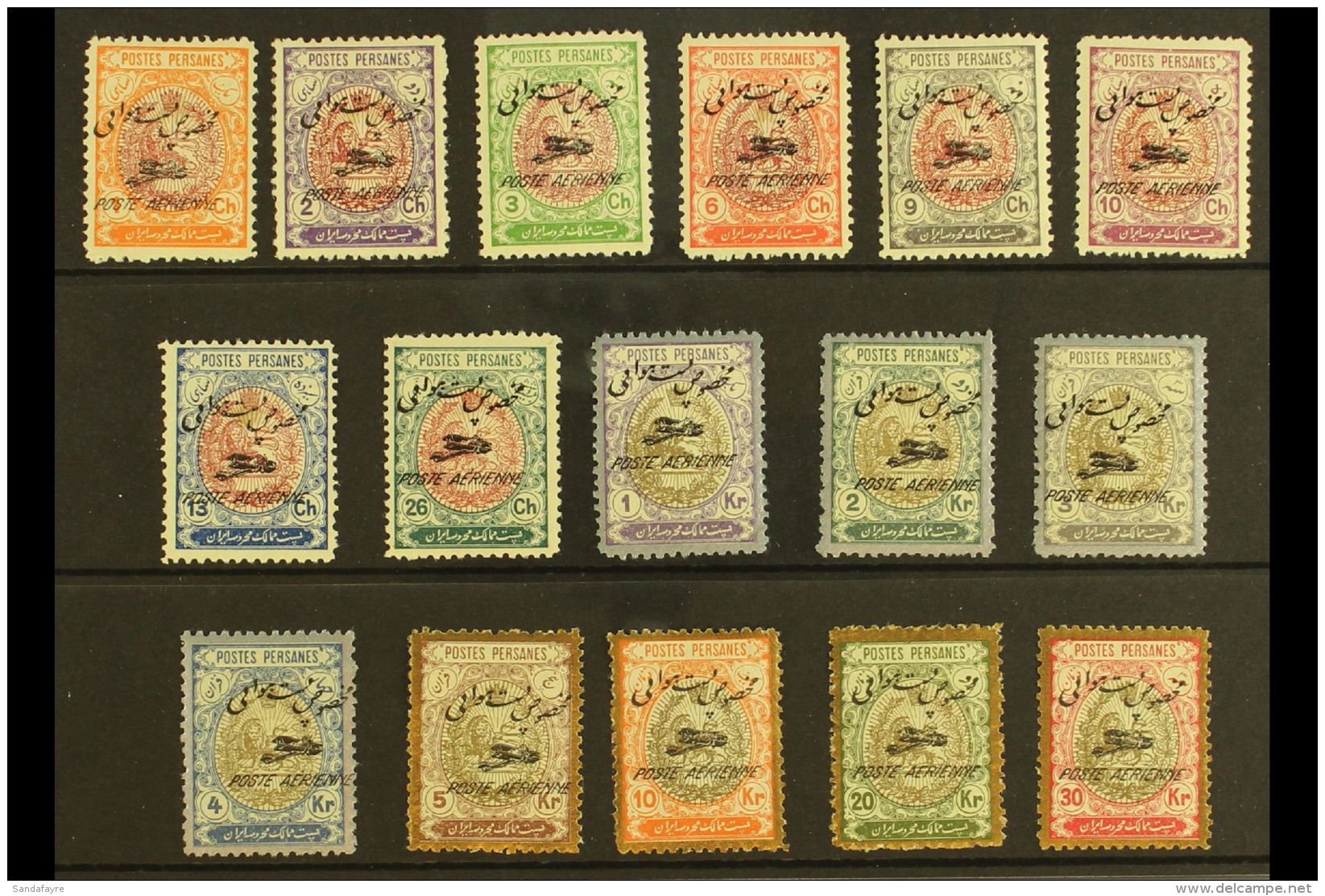 1927 Airmail Overprint Set, SG 642/57, Fine Mint, Signed Dr. Pirl (16). For More Images, Please Visit... - Iran