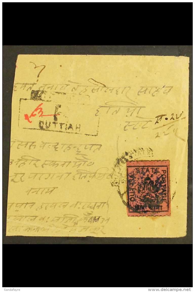 DUTTIA 1899 - 1906 4a Black On Deep Rose, SG 20 Tied To Large Part Native Registered Cover By Hooded Duttia State... - Other & Unclassified
