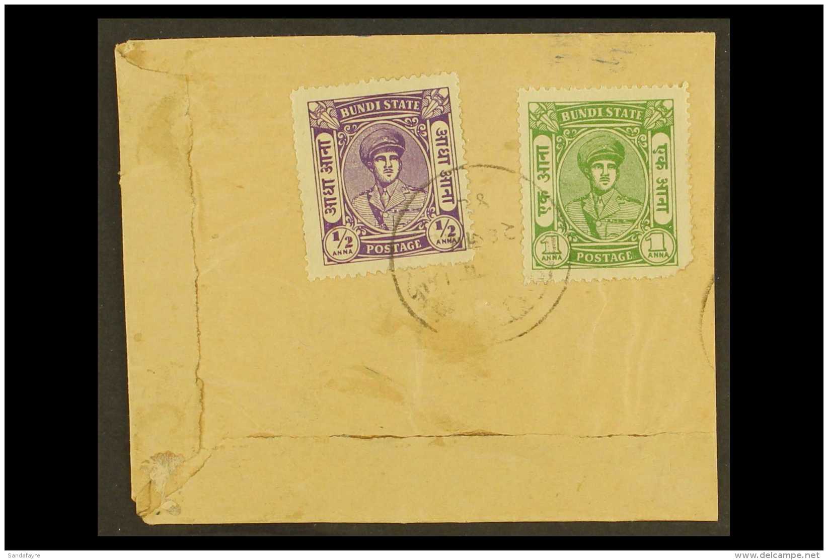 BUNDI 1947 &frac12;a Violet And 1a Green, SG 87,88, Used On Cover, Tied With Local Cds Cancel. Small Faults But... - Autres & Non Classés