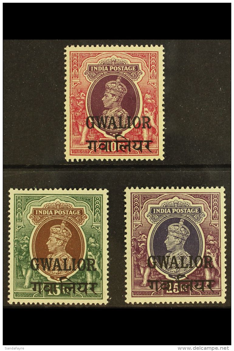 GWALIOR 1938 Geo VI  High Values, 10r - 25r, SG 115/7, Very Fine And Fresh Mint. (3 Stamps) For More Images,... - Other & Unclassified