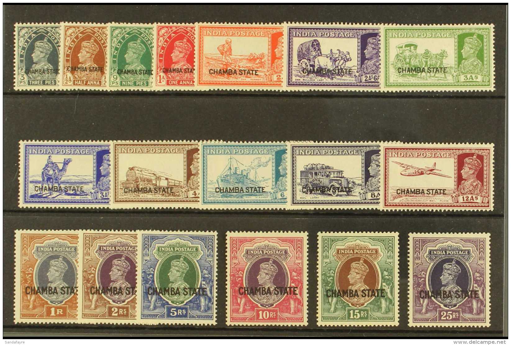 CHAMBA 1938 Geo VI Set Ovptd "Chamba State", SG 82/99, Very Fine And Fresh Mint. (18 Stamps) For More Images,... - Autres & Non Classés