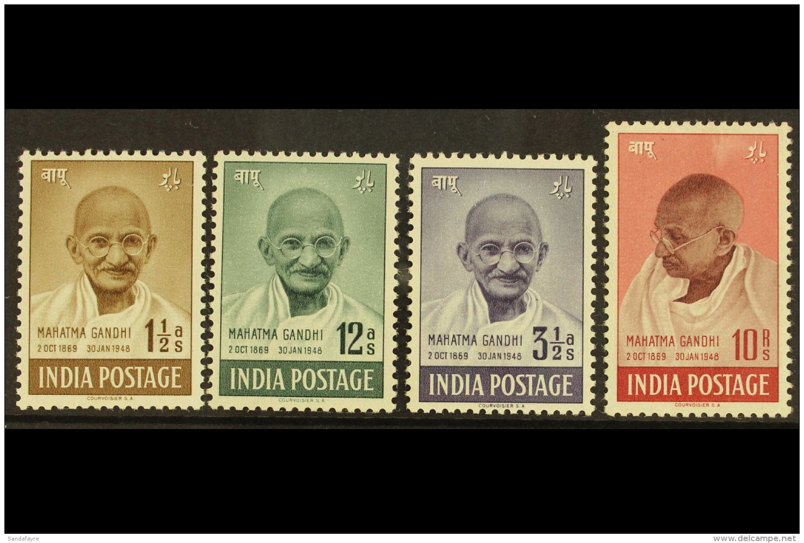 1948 Gandhi Complete Set, SG 305/08, Never Hinged Mint, 10r With Minor Rub, Fresh. (4 Stamps) For More Images,... - Autres & Non Classés