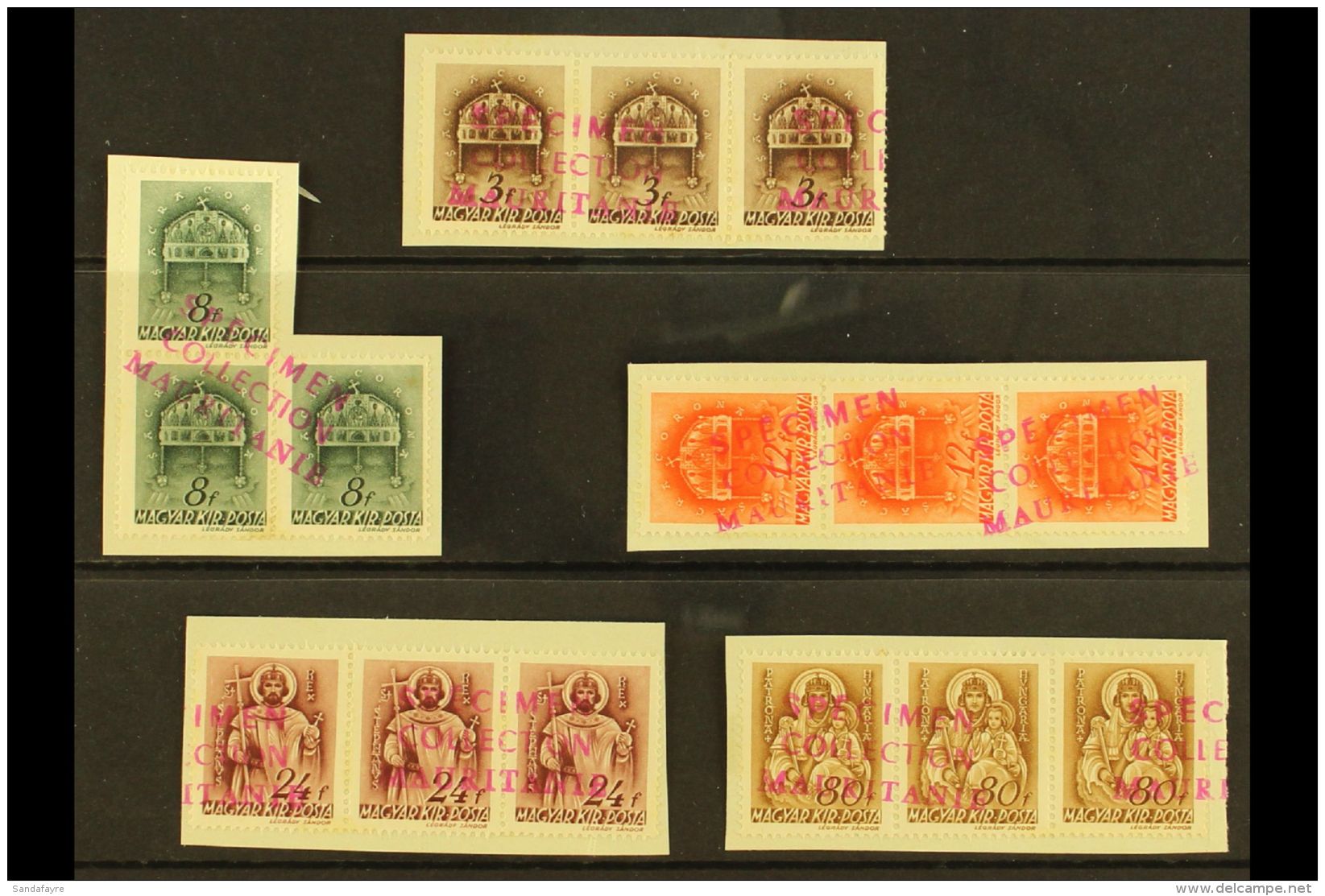 1941 ARCHIVE SPECIMENS 1941 "The Church In Hungary" 3f, 8f, 12f, 24f, And 80f Original Values Issued, Michel 666,... - Autres & Non Classés