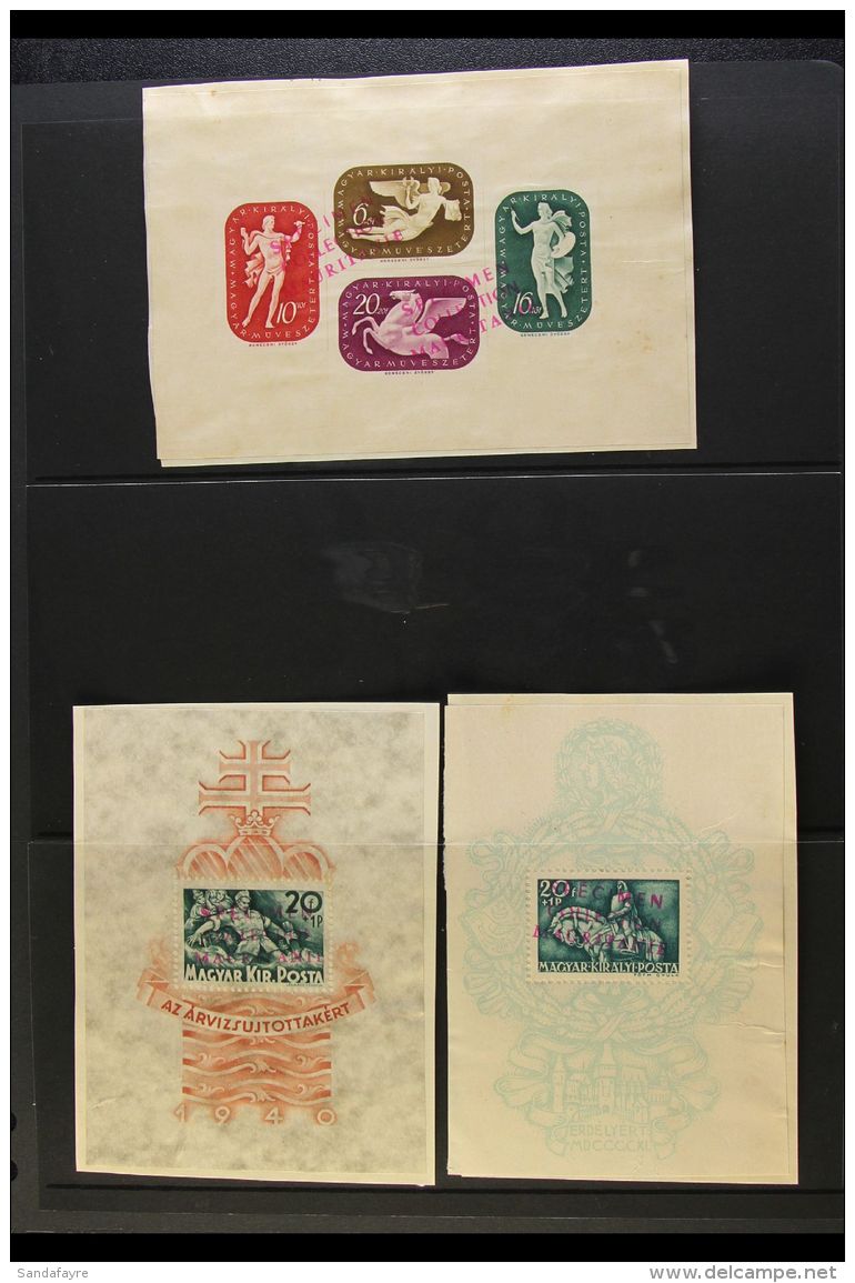 1940-41 ARCHIVE SPECIMENS 1940 Flood Relief, 1940 King Matthias, And 1941 Artist's Fund Miniature Sheets, Michel... - Autres & Non Classés