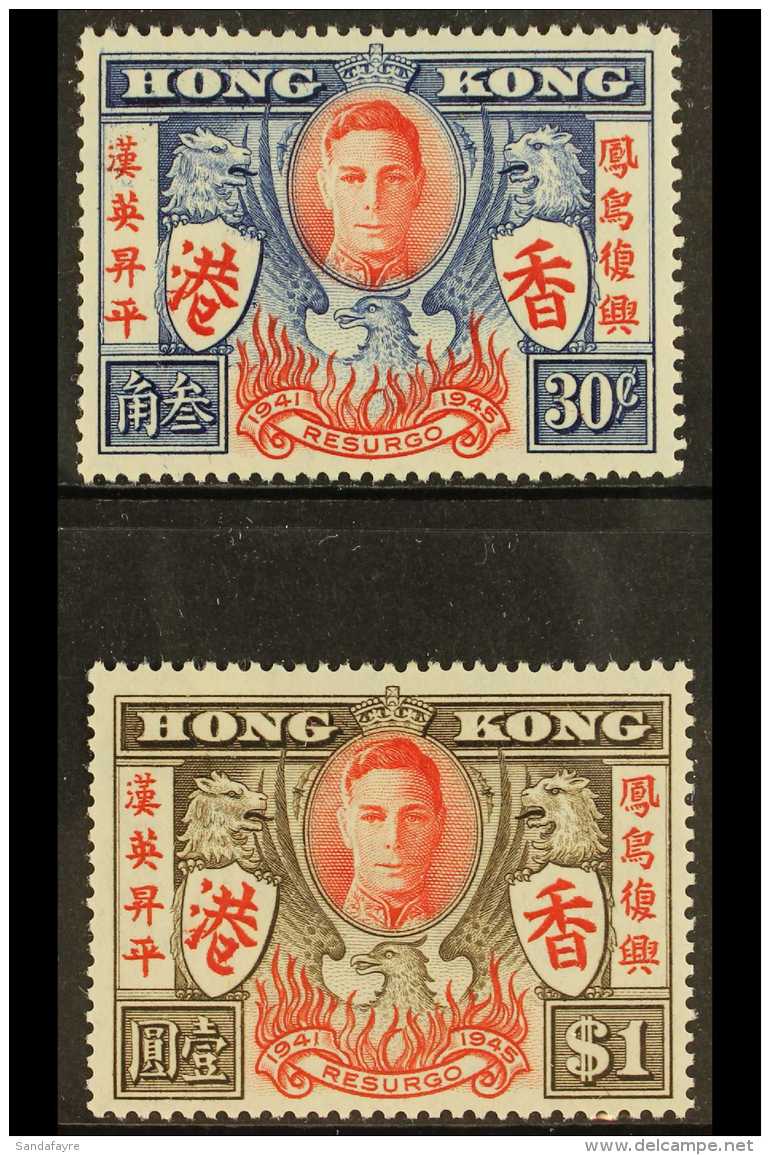 1946 30c &amp; $1 Victory Both With EXTRA STROKE Varieties, SG 169a &amp; 170a, Very Fine Mint, Fresh. (2 Stamps)... - Autres & Non Classés