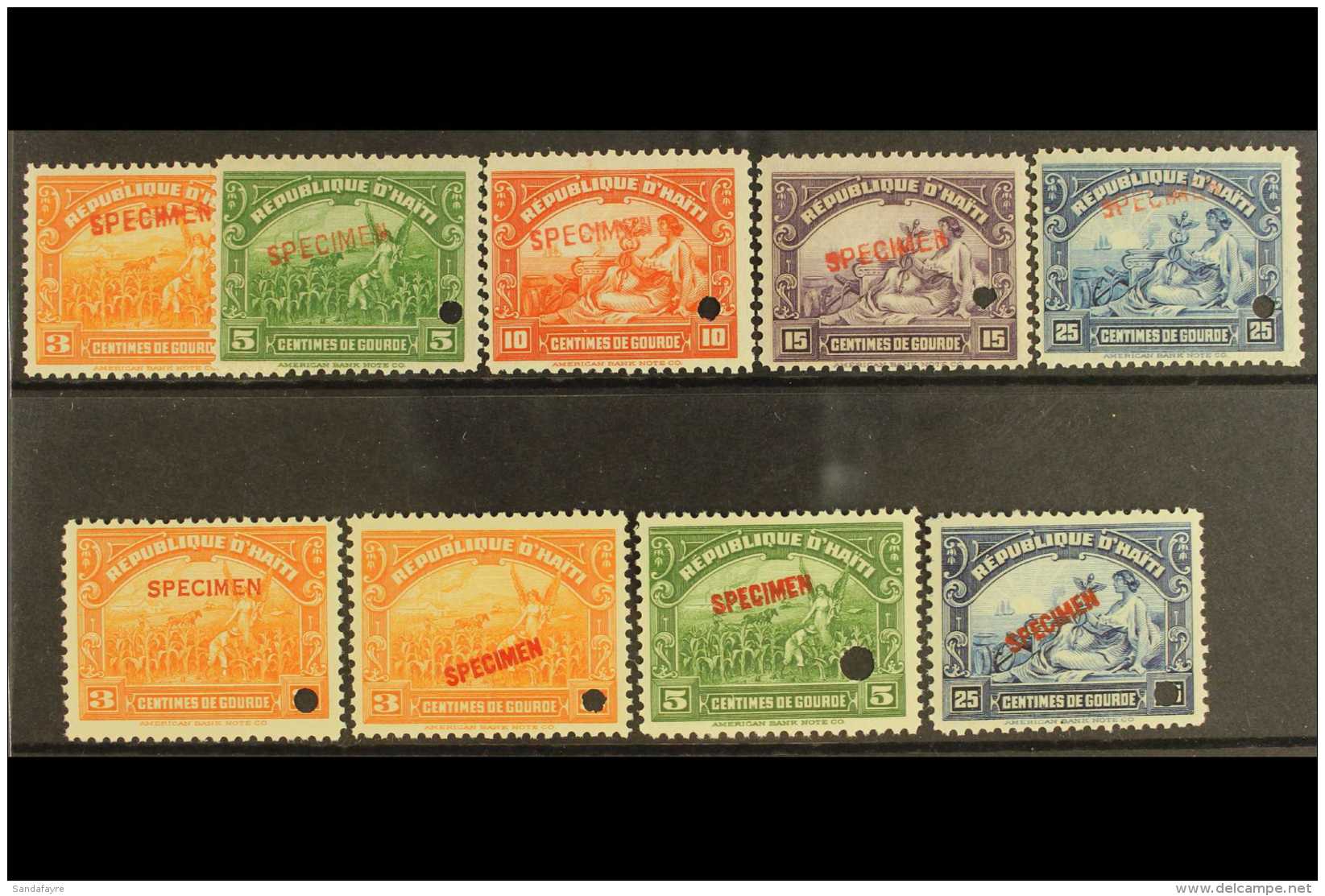 1920 "Agriculture" And "Commerce" Set, SG 294/98, Overprinted "SPECIMEN", Plus Further Values With Different Types... - Haiti