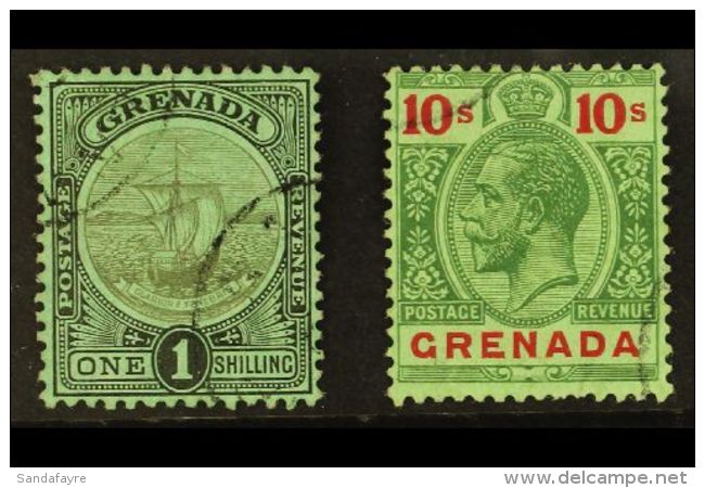 1908 1s And 10s, Wmk CA, SG 82/3, Very Fine Used. Scarce Issue. (2 Stamps) For More Images, Please Visit... - Grenade (...-1974)
