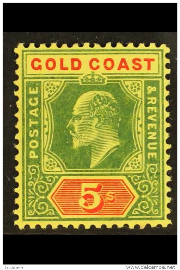 1907-13 5s Green &amp; Red On Yellow, SG 68, Very Fine Mint, Fresh. For More Images, Please Visit... - Gold Coast (...-1957)