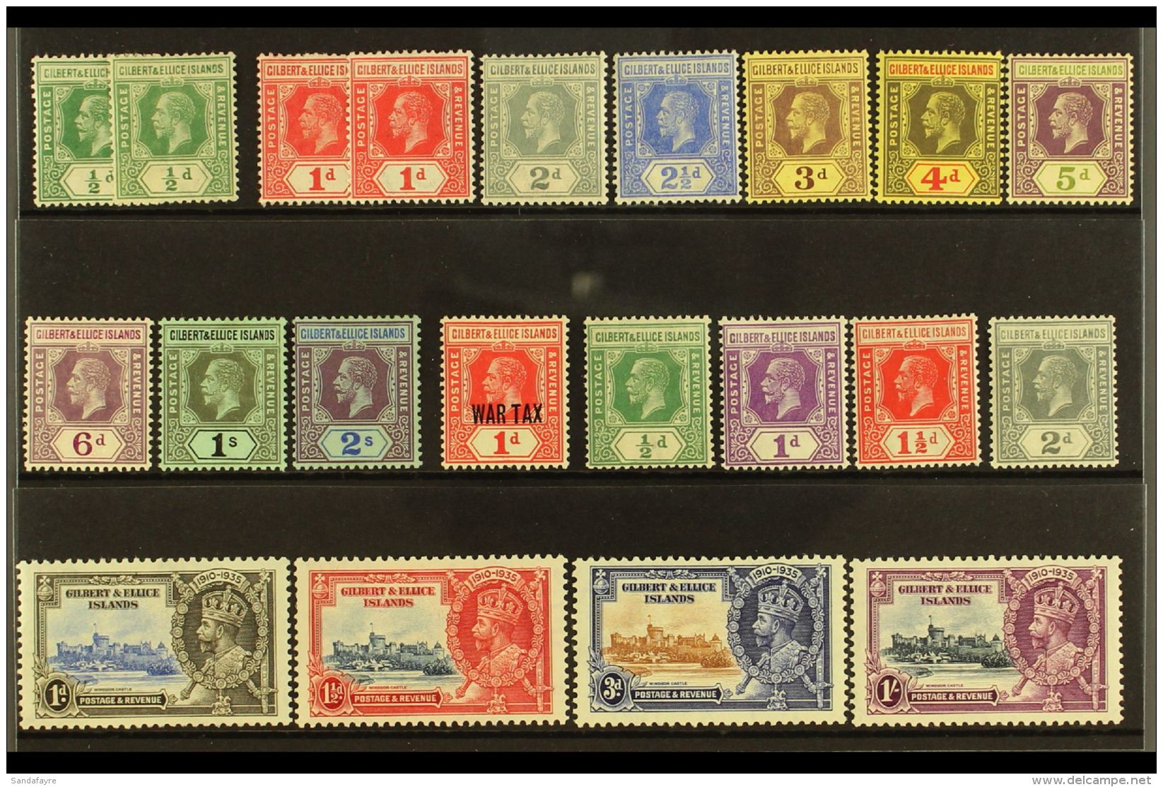 1912-35 MINT KGV COLLECTION Presented On A Stock Card &amp; Includes 1912-24 Set With Shades To 2s, 1922-27 Set To... - Îles Gilbert Et Ellice (...-1979)