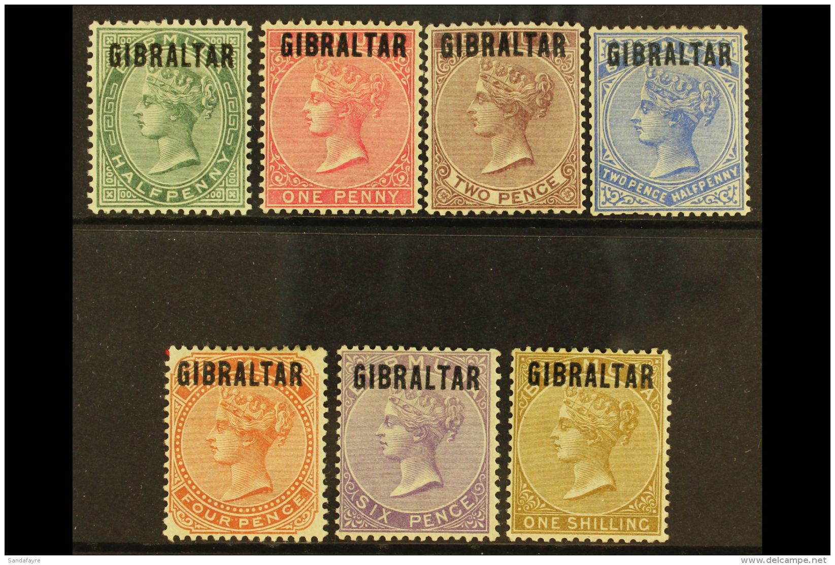 1886 Overprints On Bermuda Complete Set, SG 1/7, Mint, Mostly Fine With Lovely Fresh Colours. (7 Stamps) For More... - Gibraltar