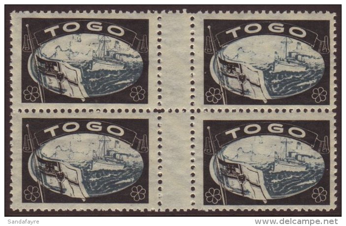 TOGO "Empire Mourning" Stamp , Yacht Design Grey Blue And Black Frame, A Rare Never Hinged Mint Vertical Gutter... - Altri & Non Classificati