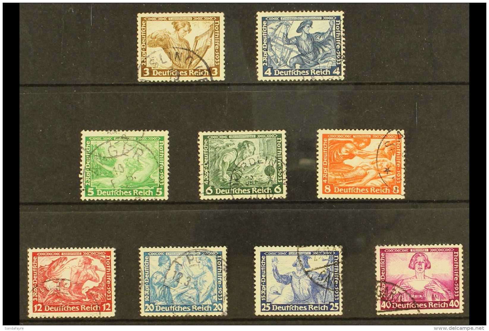 1933 Welfare Fund "Wagner" Set Perf 14 X13, Mi 499A/507A, SG 513/521, Good Used With Some Minor Imperfections (9... - Autres & Non Classés