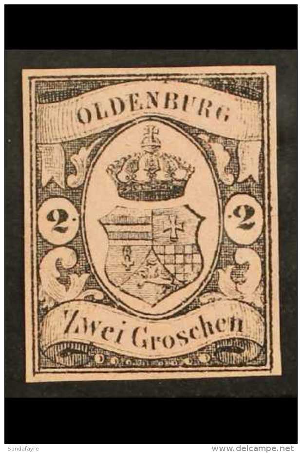 OLDENBURG 1859 2 Gr Black On Rose, Mi 7, Very Fine And Fresh Mint No Gum. Lovely Stamp With Clear Even Margins All... - Altri & Non Classificati