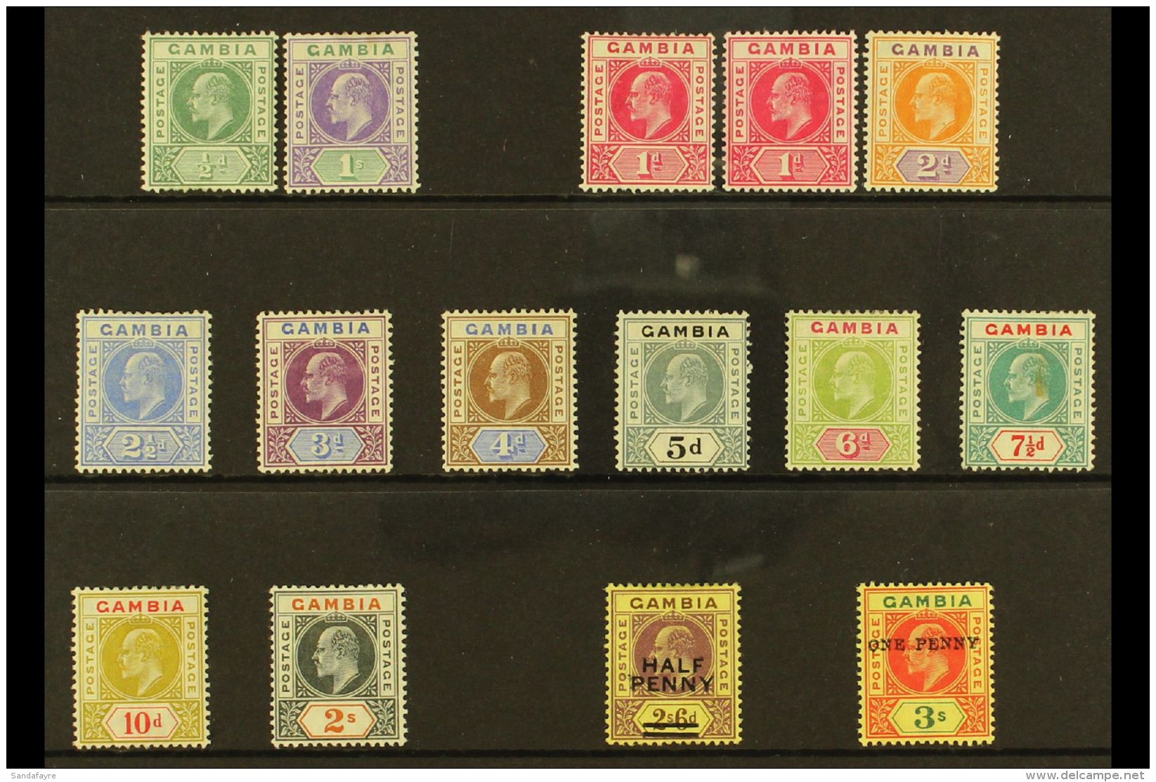 1902-06 KEVII Mint Selection On A Stock Card. Includes 1902-05 &frac12;d &amp; 1s, 1904-06 Range With Most Values... - Gambie (...-1964)