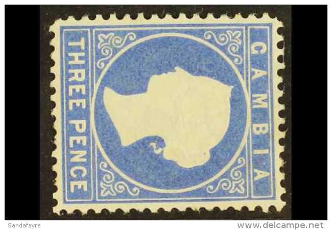 1880-81 3d Bright Ultramarine, Watermark Crown CC Sideways, SG 14A, Fine Mint, Couple Of Shortish Perfs At Foot,... - Gambie (...-1964)