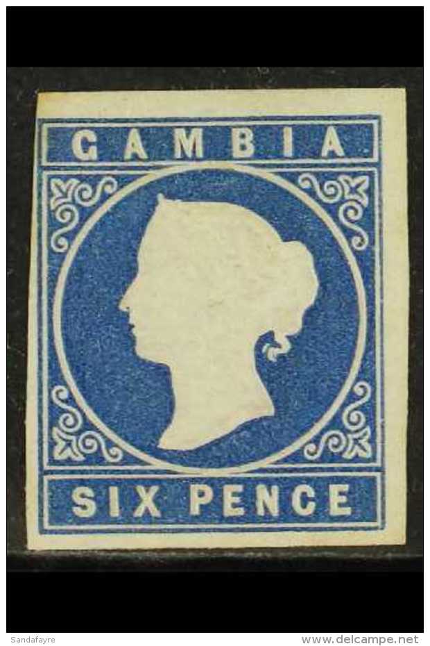 1869 6d Blue, No Watermark, SG 3a, Unused With Four Margins, Just Clear To Large And Lovely Fresh Colour. Cat SG... - Gambie (...-1964)