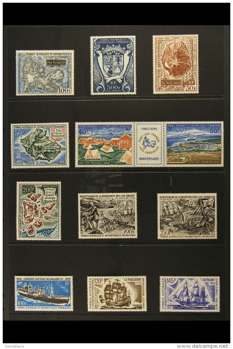 TAAF 1970-1976 Superb Never Hinged Mint COMPLETE RUN Of AIR POST Issues. From 1970 100f Map Of Kerguelen Through... - Altri & Non Classificati