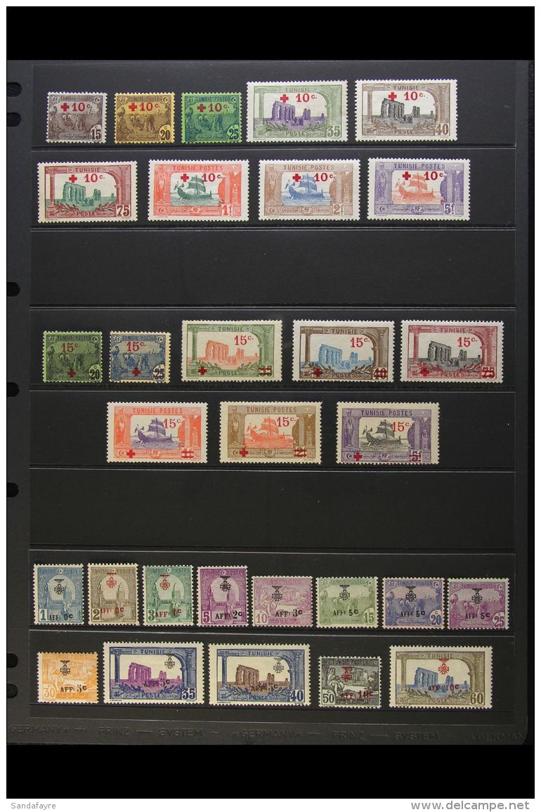 TUNISIA 1916-1930 COLLECTION OF FINE MINT SETS. Presented On Stock Pages, Inc 1916 &amp; 1918 Surcharged Sets (Yv... - Autres & Non Classés