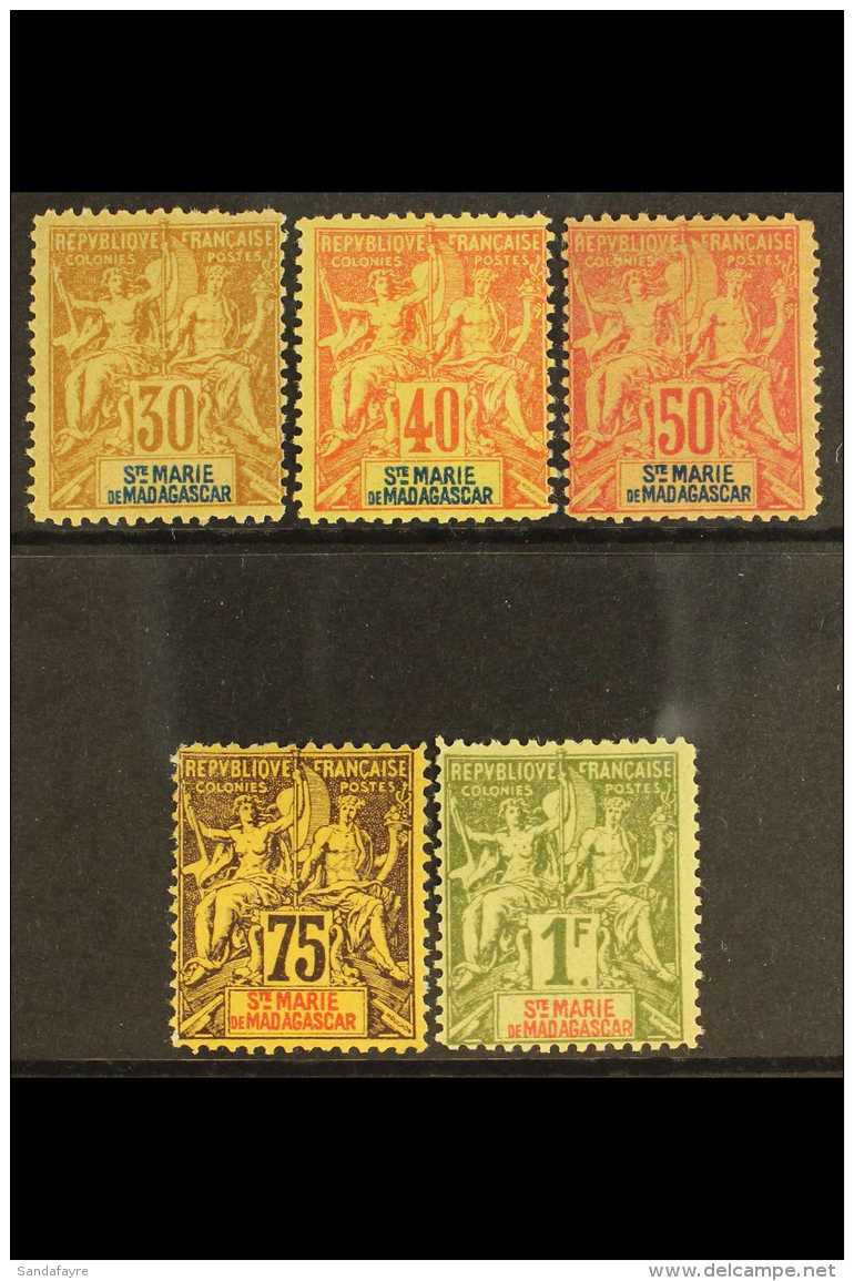 STE. MARIE DE MADAGASCAR 1894 30c To 1f Top Values (Yvert 9/13, SG 9/13) Mint, Small Faults. (5 Stamps) For More... - Autres & Non Classés