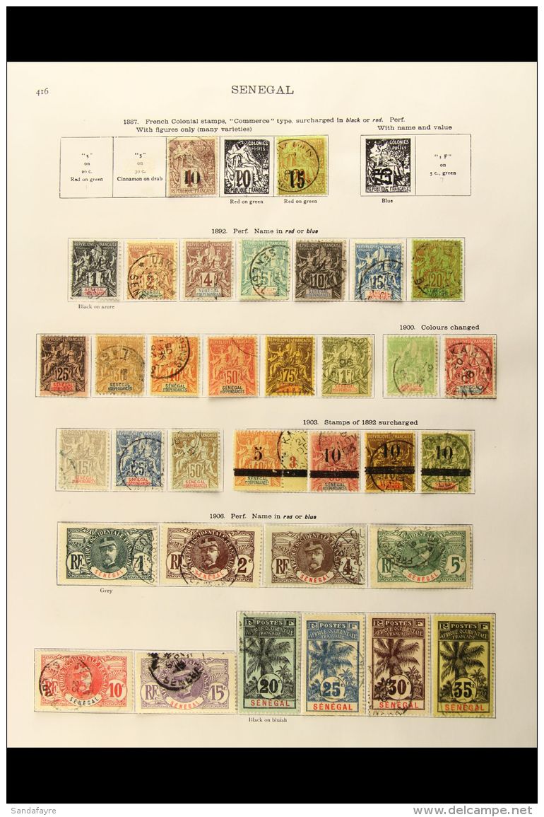 SENEGAL 1887 - 1935 Fine Used Collection With 1887 "10" On 4c Brown, "15" On 20c Brick On Green, 1892 Tablet Set... - Autres & Non Classés
