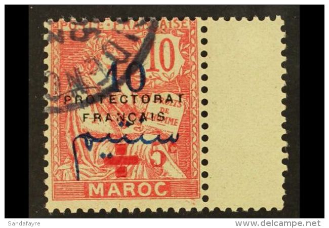 MOROCCO 1914 Red Cross +5c On 10c Carmine Surcharge, Yvert 58, Very Fine Used. For More Images, Please Visit... - Autres & Non Classés