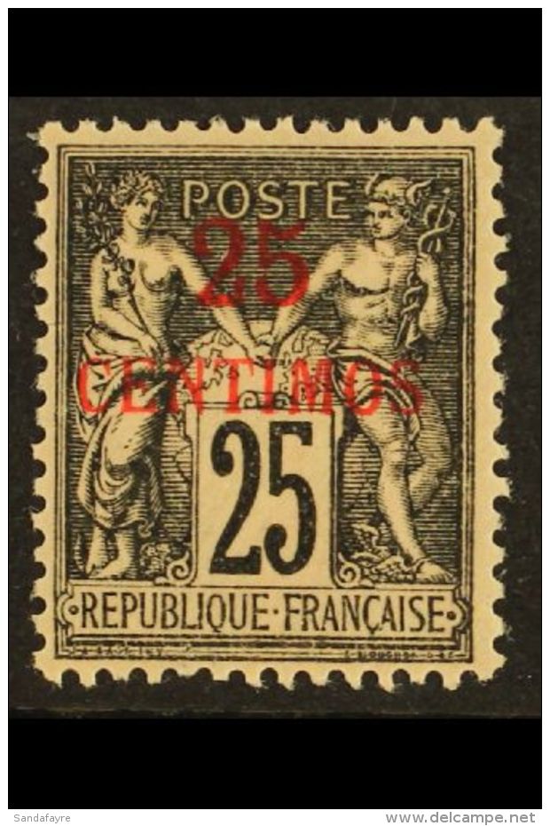 MOROCCO 1891 25c Black On Rose Overprinted In Red, Yv 5a, Very Fine Mint. For More Images, Please Visit... - Autres & Non Classés
