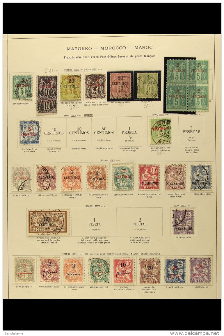 MOROCCO 1891 To 1927 Mint &amp; Used Collection On Album Pages, Highlights Include The 1891 Basic Set To 1p On 1f... - Autres & Non Classés