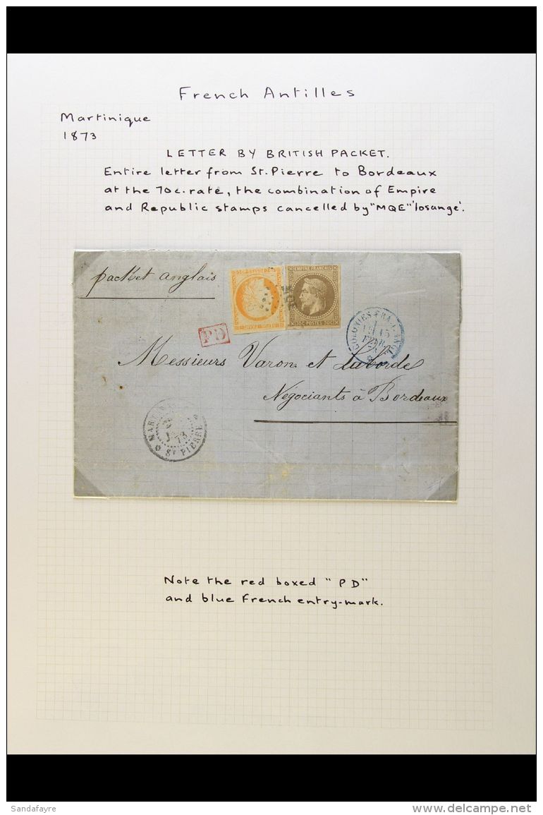 MARTINIQUE - FORERUNNERS ON COVER 1873-85 Group Of Covers Bearing Stamps Of French Colonies (General Issues), With... - Autres & Non Classés