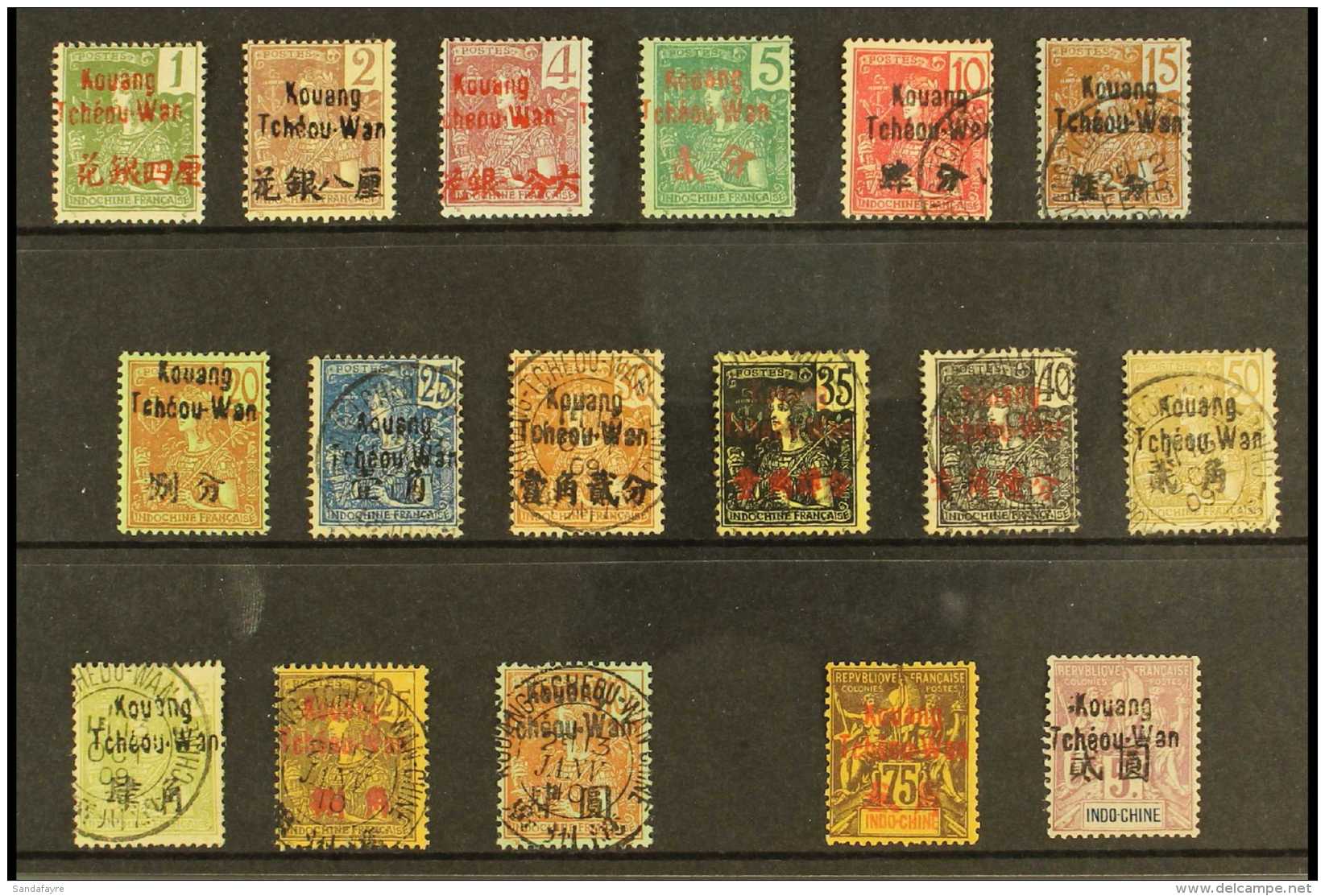 KOUNG TCHEOU 1906 Stamps Of Indo-China Overprinted, Complete Set Mint Or Superb Used With Large Kauang Tcheou Wan... - Autres & Non Classés