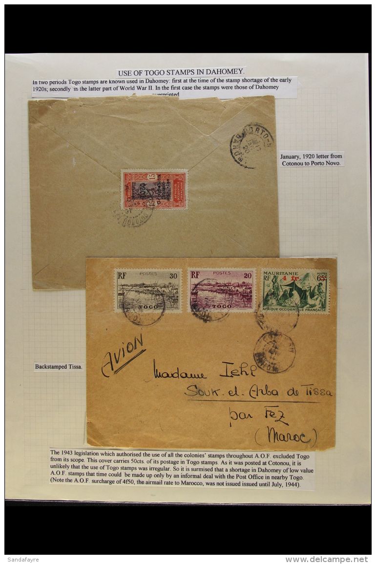 DAHOMEY TOGO USED IN 1920 (20 Jan) Cover To Porto Novo Bearing 15c "Togo" Opt'd Stamp Tied By "Cotonou" Pmk On... - Autres & Non Classés