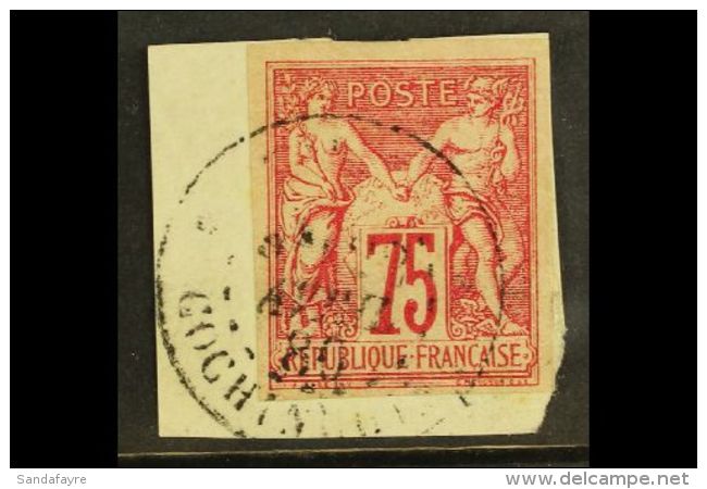COCHIN CHINA 1880 75c Carmine, Type Sage, Yv 28, Superb Tied On Piece By "Saigon Avril 80 Cochinchine" Cds. For... - Autres & Non Classés