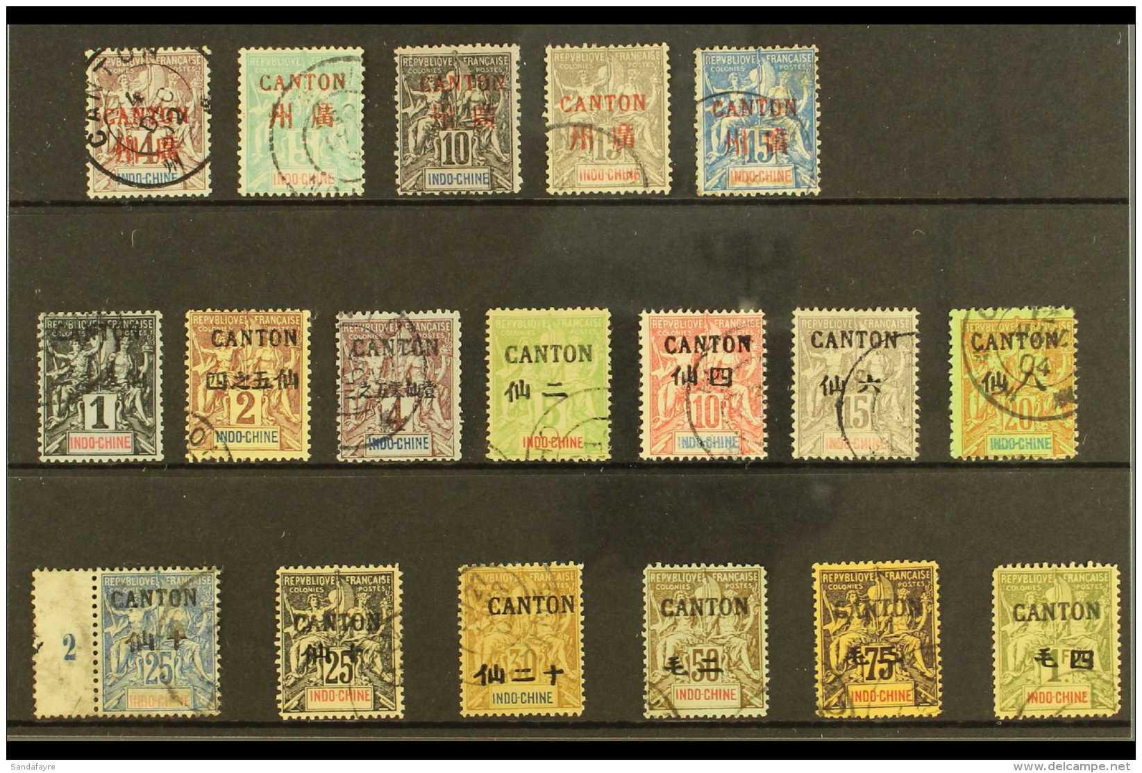 CANTON 1901-04 All Different Used Group Inc 1901-02 Range To Both 15c, 1903-04 (black Surcharged) Set To 1f.... - Autres & Non Classés