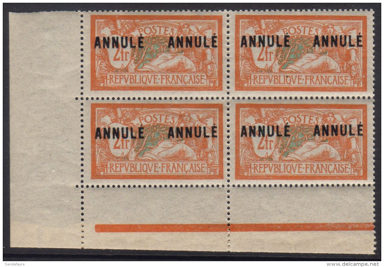 COURS D'INSTRUCTION 1923 2f Orange &amp; Blue-green Merson With "ANNULE" Overprint, Yvert 145-CI 1, Fine Never... - Altri & Non Classificati