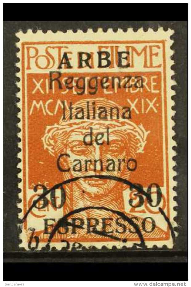 1920 30c On 20c Ochre 'Arbe' Express Surcharge, Sass 1, Very Fine Cds Used With Full Perfs. For More Images,... - Fiume