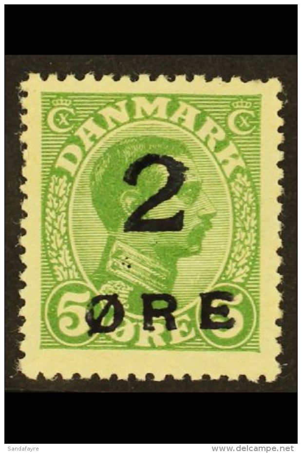 1919 2o On 5o Green Provisional Surcharge, Facit 3, Mint Large Part OG, Shortish Perf At Top. For More Images,... - Féroé (Iles)