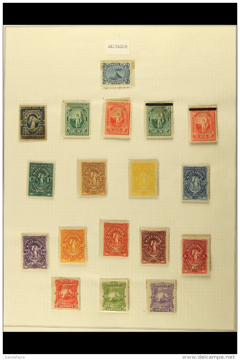 1867-1930 ALL DIFFERENT COLLECTION In Old Hingeless Mounts On Leaves, Mostly Mint Stamps, Inc Various Overprints... - Salvador