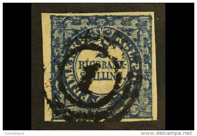 1852 2RBS Blue "Thiele" Printing, SG 3 (Facit 1II), Used With 4 Good/large Neat Margins. Attractive With Strong... - Sonstige & Ohne Zuordnung