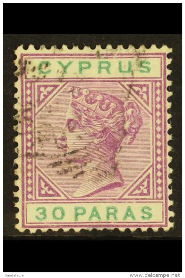 1882 30pa Bright Mauve And Green, Variety "damaged US", SG 41a, Used, Couple Short Perfs At Foot. For More Images,... - Altri & Non Classificati