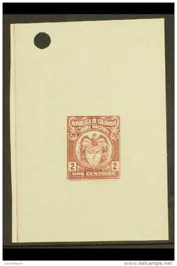 REVENUE 1930 2c Brown 'Coat Of Arms' Revenue Stamp DIE PROOF, Printed By Perkins Bacon On Gummed Wove Paper... - Colombie