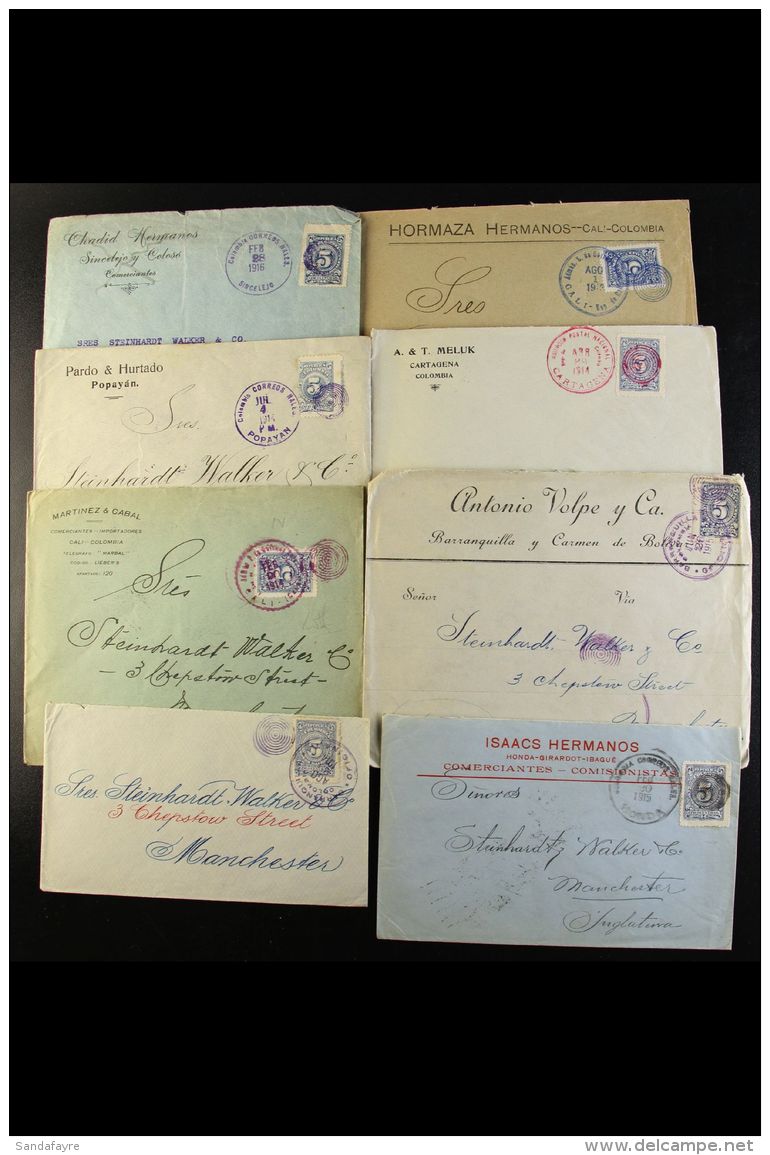 1913-16 COMMERCIAL COVERS HOARD A Good Assembly All Addressed To Manchester Or New York, And Mostly On Printed... - Colombia