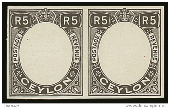 1927 5r Black On Glazed Paper, Pair Of Proofs For The Outer Frame (as SG 565), Very Fine. For More Images, Please... - Ceylan (...-1947)