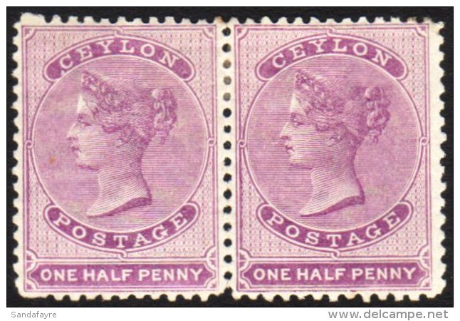 1863 &frac12;d Dull Mauve, Wmk CC, Perf 12?1, SG 48, Very Fine Mint Pair. For More Images, Please Visit... - Ceylon (...-1947)