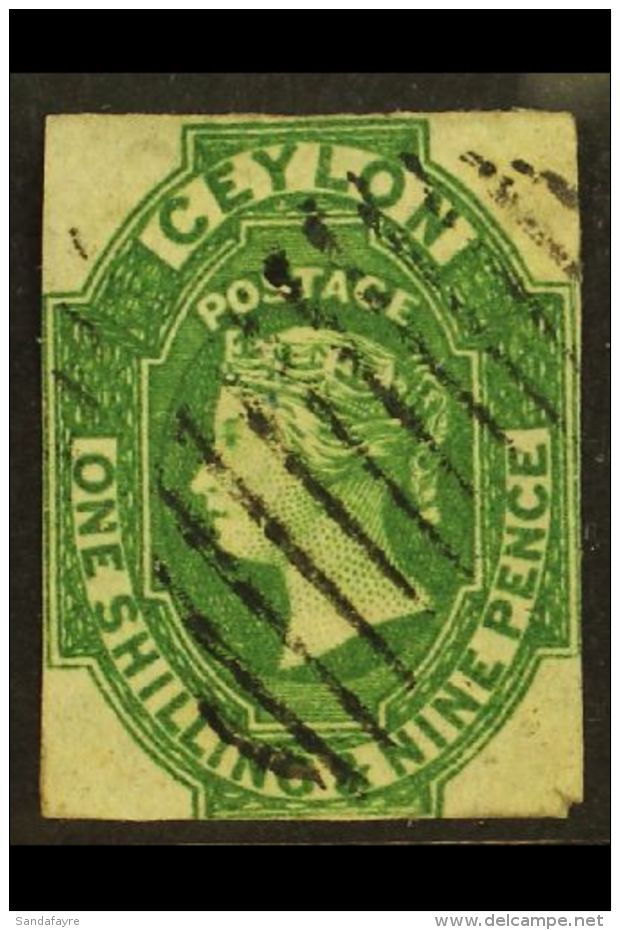 1857 1s 9d Green, Imperf, SG 11, Fine Used, Just Touching On 3 Sides And Small Nick In Bottom Right Corner. Nice... - Ceylan (...-1947)