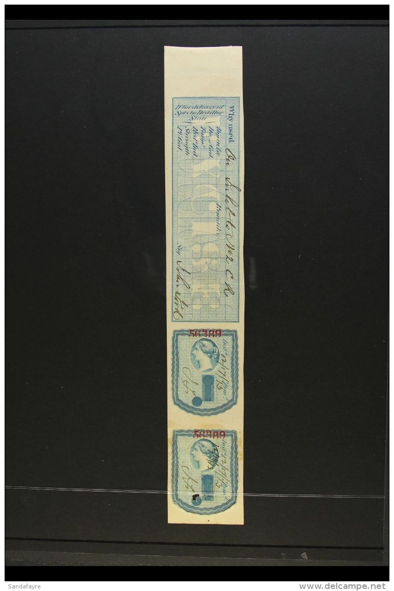 REVENUE - EXCISE LOCK LABEL 1870's Blue QV Engraved Lock Label, Van Dam FLS2, Fine Used (Dec 1873). For More... - Autres & Non Classés