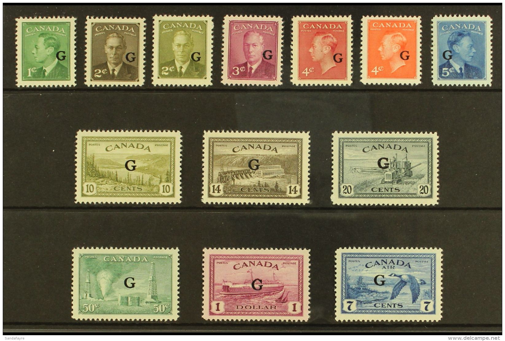 OFFICIALS 1950-52 Complete Set With "G" Overprints, SG O178/O190, Never Hinged Mint, The 2c Olive-green And 4c... - Autres & Non Classés